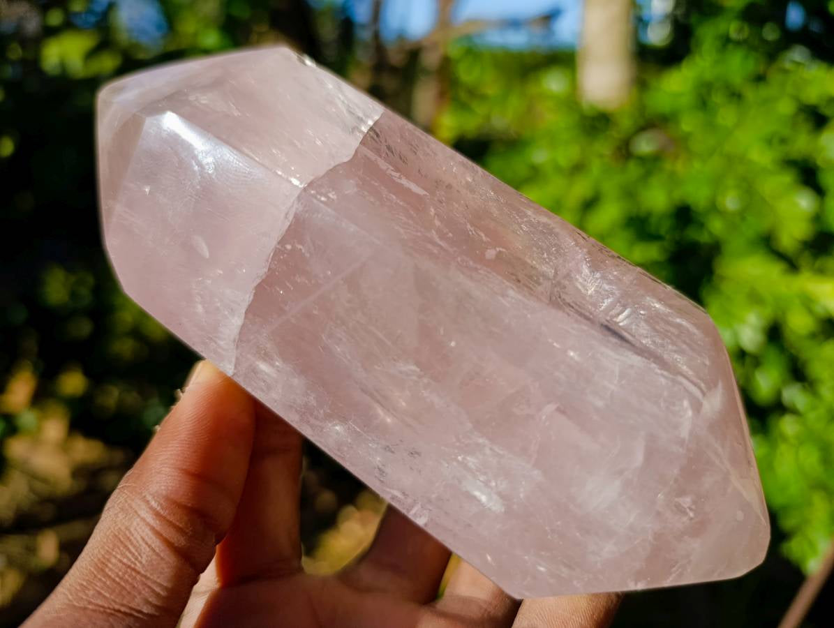 Polished Rose Quartz Double Terminated Points x 2 From Madagascar - Toprock Gemstones and Minerals 
