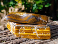 Polished On One Side Tiger's Eye x 12 From Prieska, South Africa