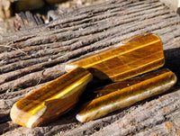 Polished On One Side Tiger's Eye x 12 From Prieska, South Africa