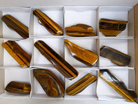 Polished On One Side Tiger's Eye x 12 From Prieska, South Africa