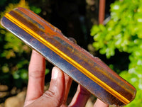 Polished On One Side Tiger's Eye x 12 From Prieska, South Africa