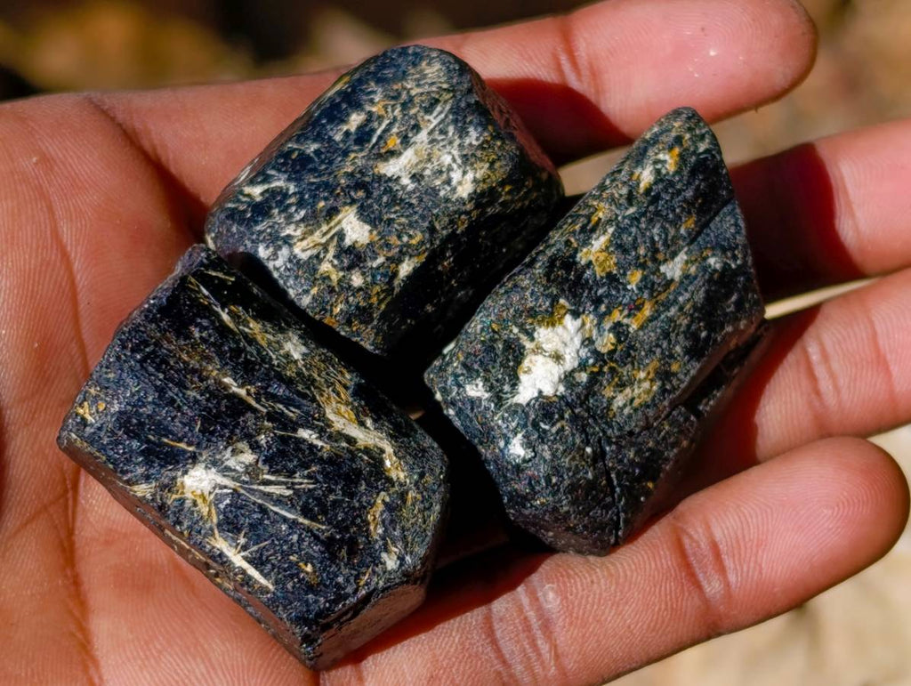 Natural Black Tourmaline Double Terminated Crystals x 38 From Zimbabwe - Toprock Gemstones and Minerals 