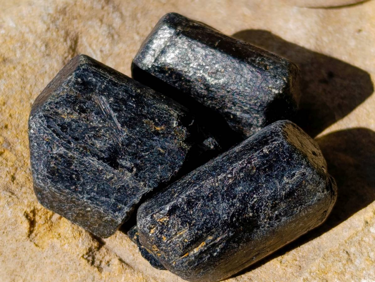 Natural Black Tourmaline Double Terminated Crystals x 38 From Zimbabwe - Toprock Gemstones and Minerals 