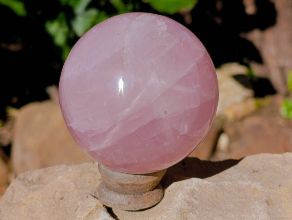 Polished Star Gemmy Rose Quartz Spheres x 2 From Madagascar - Toprock Gemstones and Minerals 