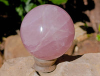 Polished Star Gemmy Rose Quartz Spheres x 2 From Madagascar
