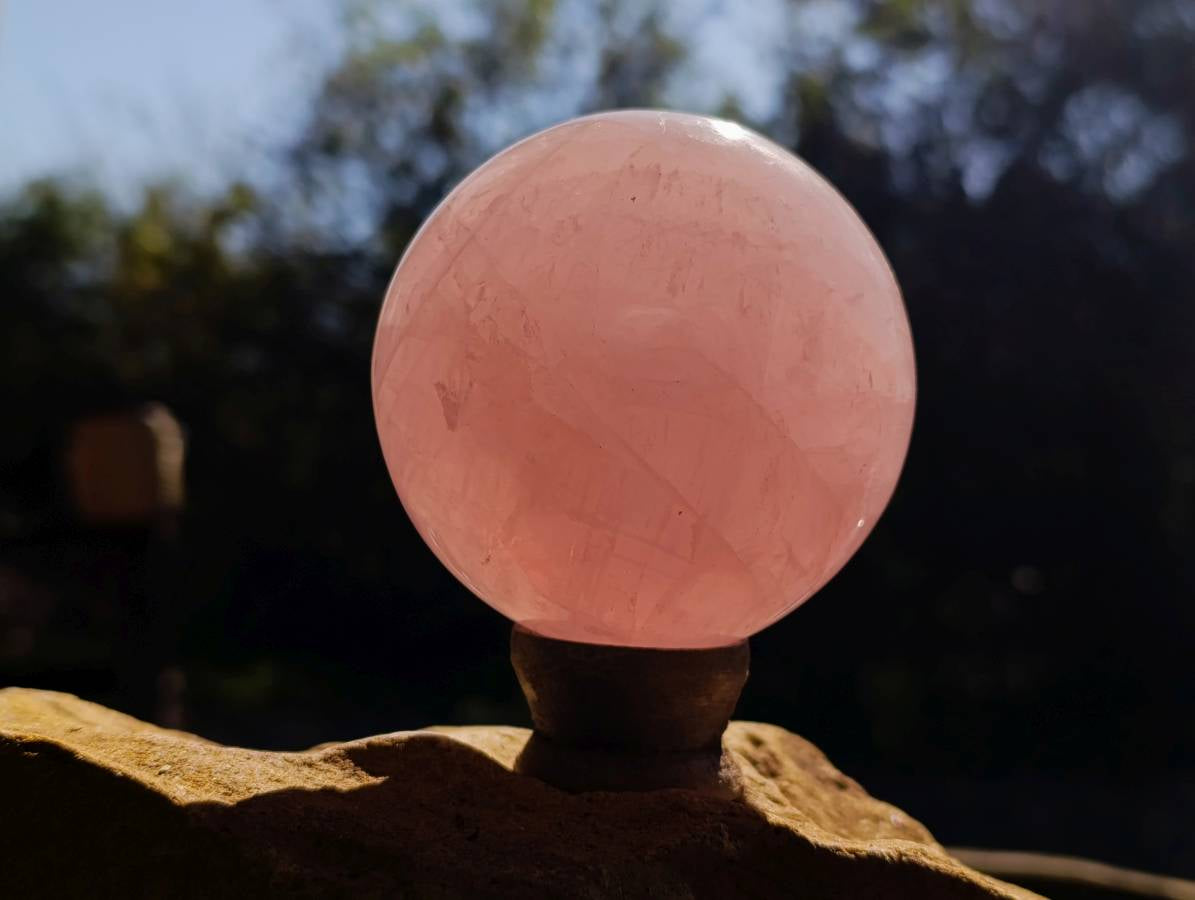 Polished Star Gemmy Rose Quartz Spheres x 2 From Madagascar - Toprock Gemstones and Minerals 