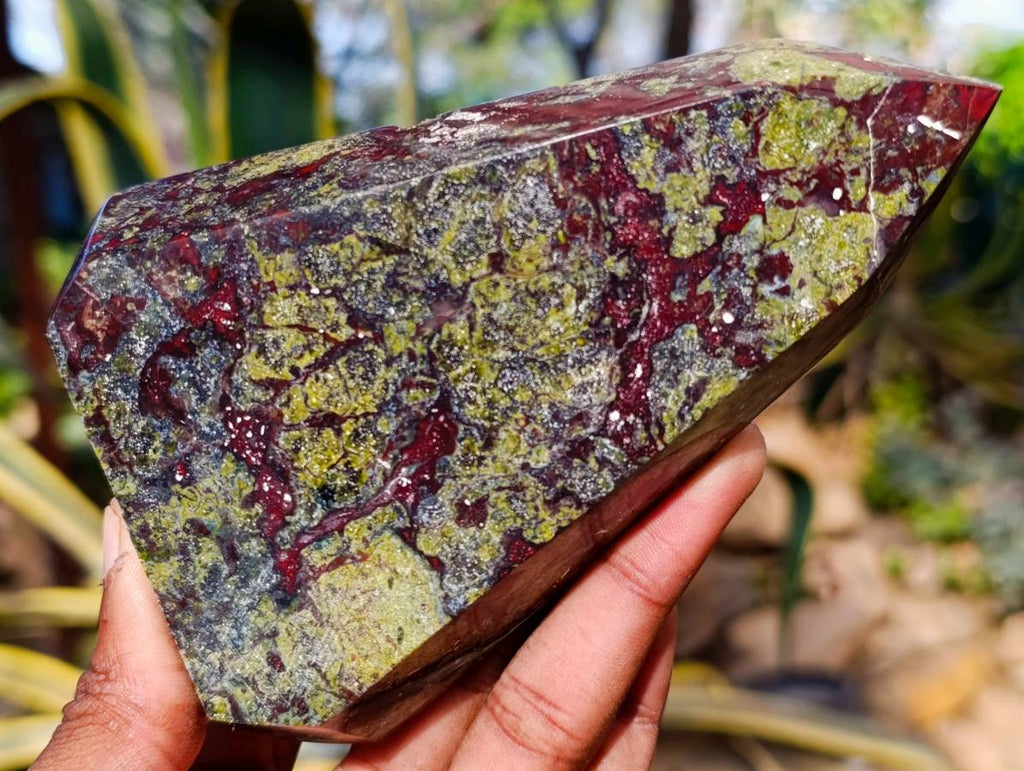Natural Bastite Dragon Bloodstone Points x 2 From South Africa - Toprock Gemstones and Minerals 