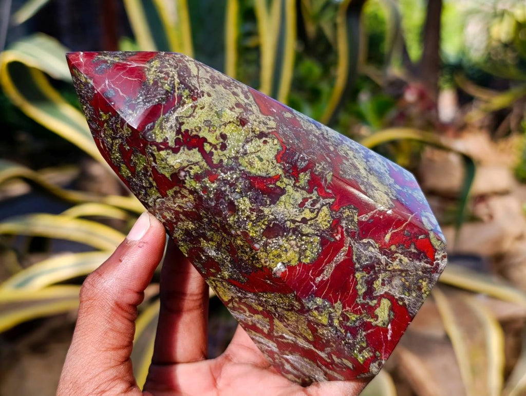 Natural Bastite Dragon Bloodstone Points x 2 From South Africa - Toprock Gemstones and Minerals 