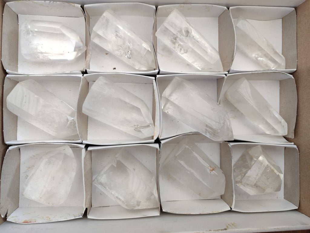Polished Clear Quartz Crystals x 12 From Madagascar - Toprock Gemstones and Minerals 