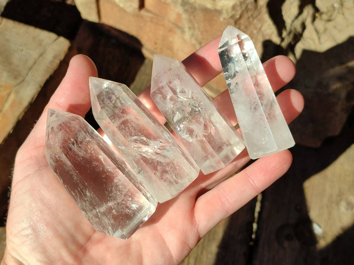 Polished Clear Quartz Crystals x 12 From Madagascar - Toprock Gemstones and Minerals 