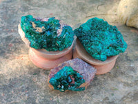 Natural Dioptase Crystals on Dolomite Matrix Specimens x 6 From Likasi, Congo