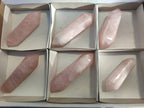 Polished Double Terminated Rose Quartz Points x 6 Madagascar - Toprock Gemstones and Minerals 
