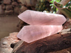 Polished Double Terminated Rose Quartz Points x 6 Madagascar - Toprock Gemstones and Minerals 