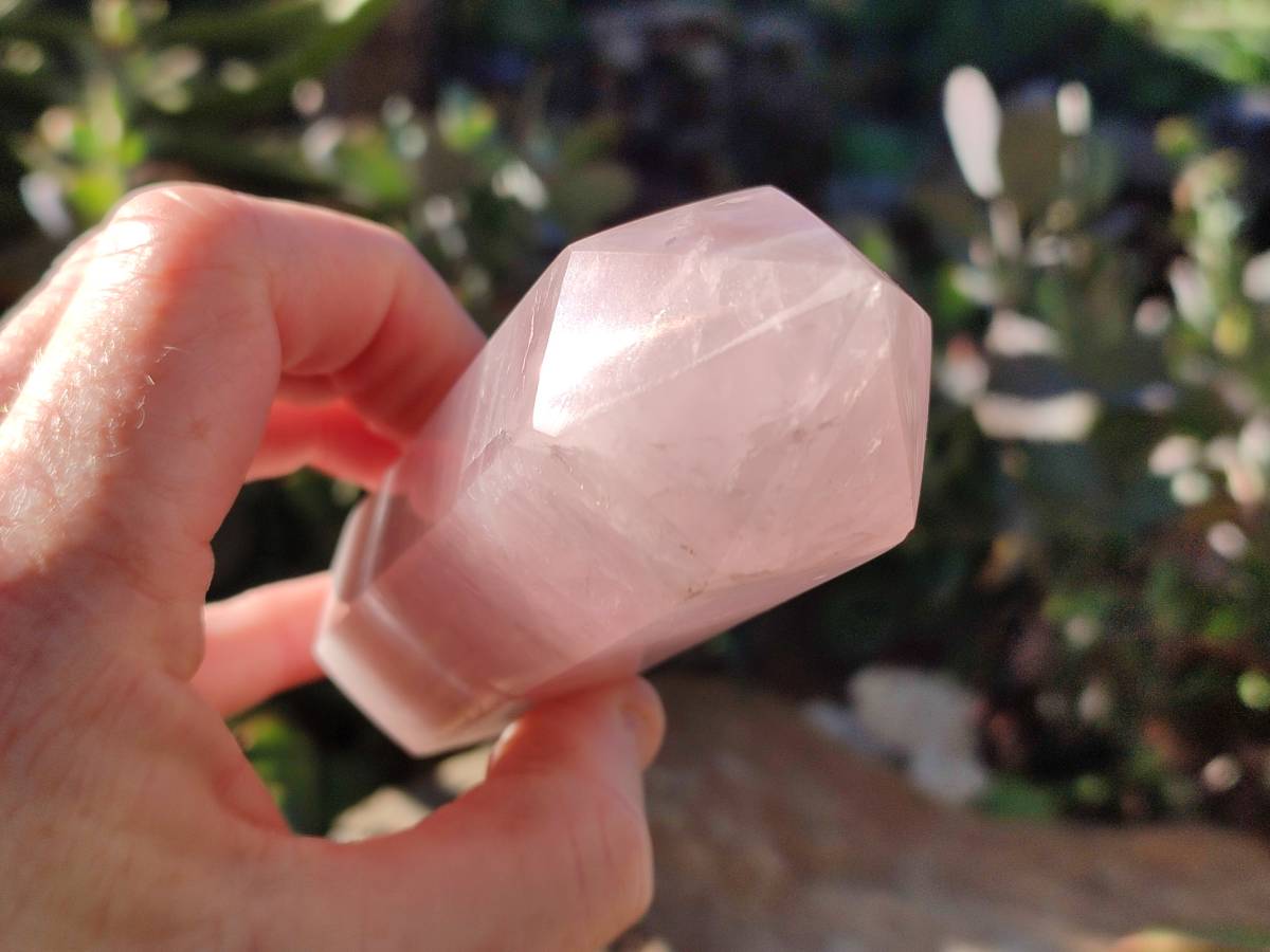 Polished Double Terminated Rose Quartz Points x 6 Madagascar - Toprock Gemstones and Minerals 