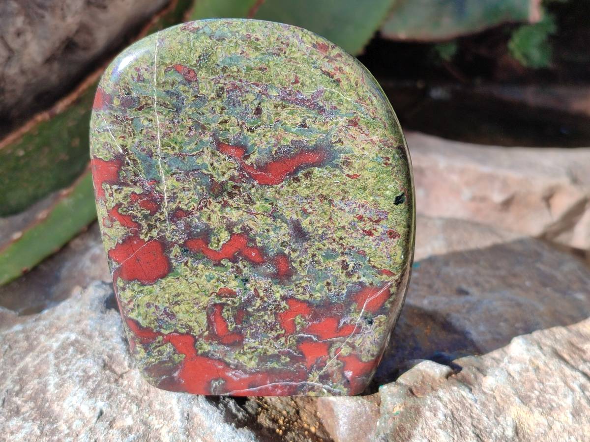 Polished Bastite Dragons Blood Standing Free Forms x 2 From Tshipise, South Africa - Toprock Gemstones and Minerals 