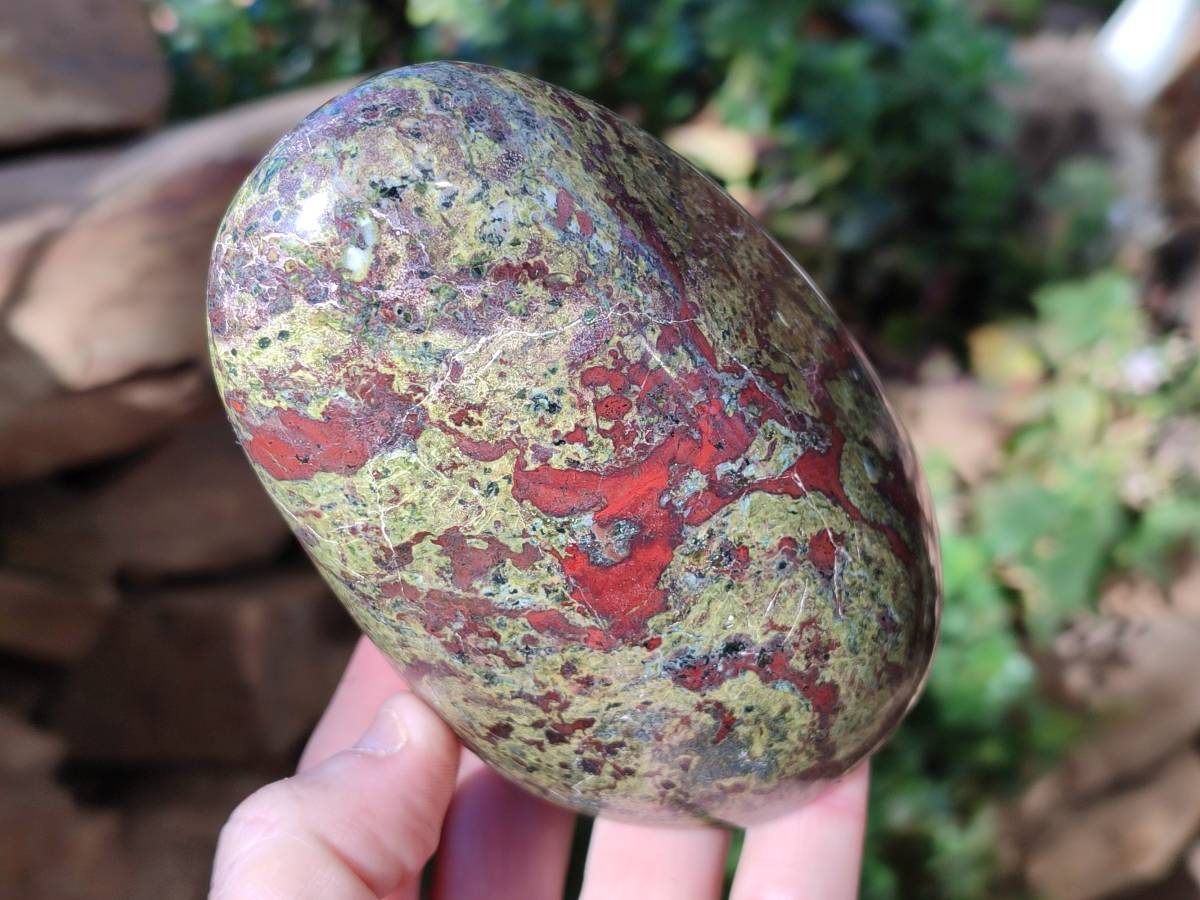 Polished Bastite Dragons Blood Standing Free Forms x 2 From Tshipise, South Africa - Toprock Gemstones and Minerals 
