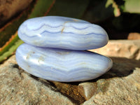 Polished Blue Lace Agate Tumbled Stones x 6 From Malawi
