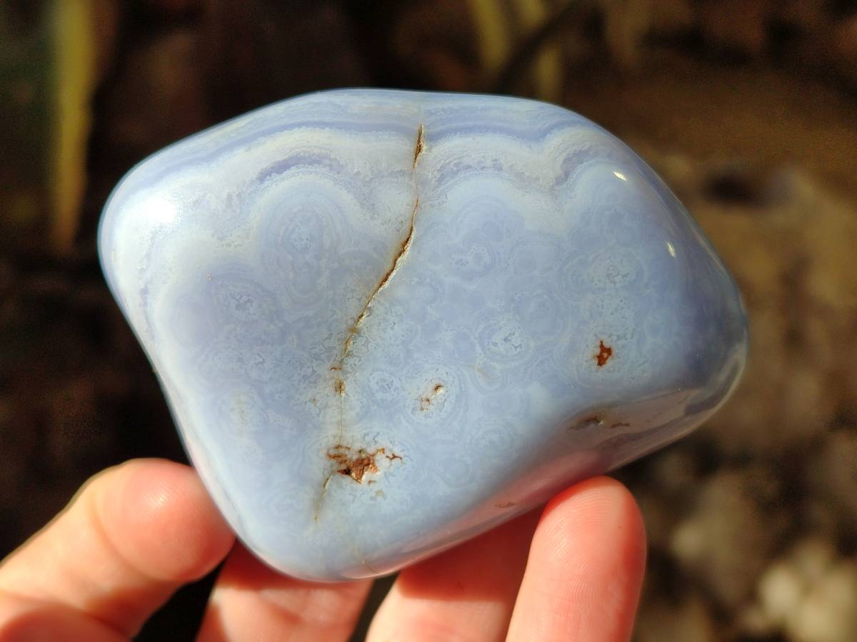 Polished Blue Lace Agate Tumbled Stones x 6 From Malawi - Toprock Gemstones and Minerals 