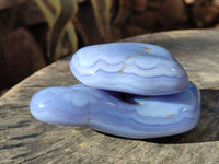 Polished Blue Lace Agate Tumbled Stones x 6 From Malawi