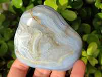 Polished Blue Lace Agate Tumbled Stones x 6 From Malawi