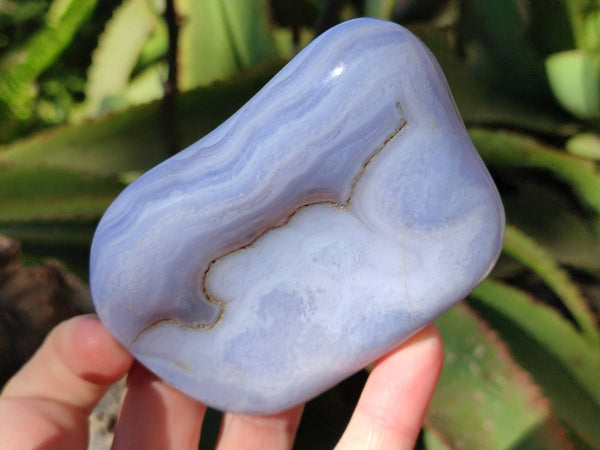 Polished Blue Lace Agate Tumbled Stones x 6 From Malawi