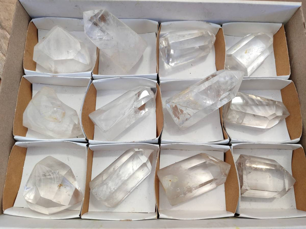 Polished Clear Quartz Crystals x 12 From Madagascar - Toprock Gemstones and Minerals 