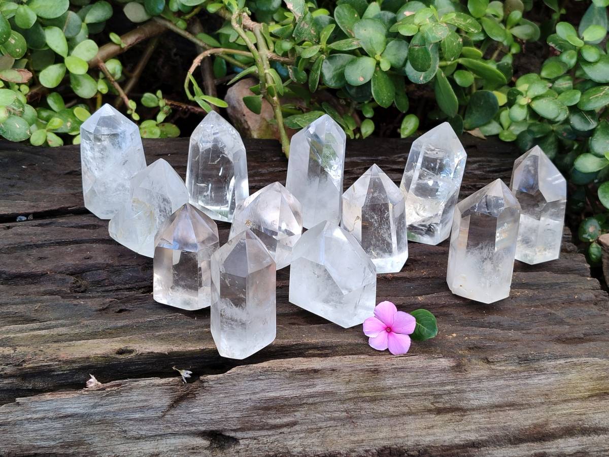 Polished Clear Quartz Crystals x 12 From Madagascar - Toprock Gemstones and Minerals 
