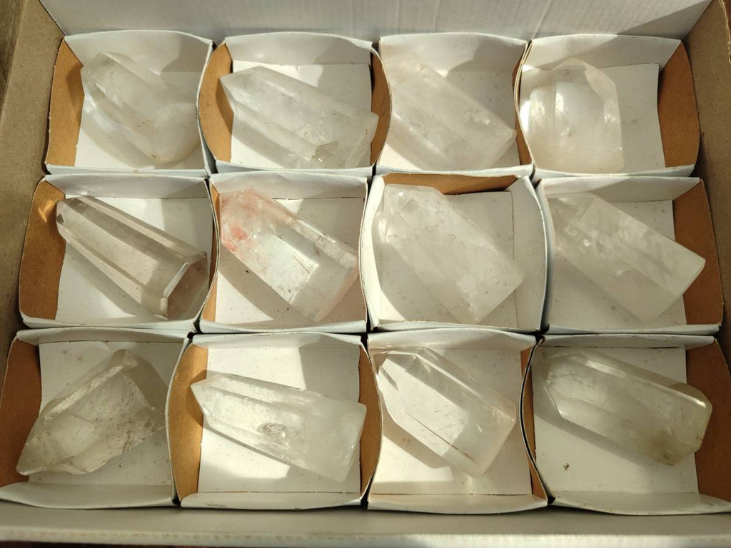 Polished Clear Quartz Crystals x 12 From Madagascar - Toprock Gemstones and Minerals 