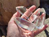 Polished Rainbow Veil Clear Quartz Crystals x 12 From Madagascar - Toprock Gemstones and Minerals 