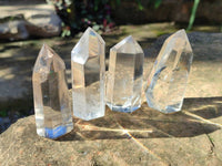 Polished Rainbow Veil Clear Quartz Crystals x 12 From Madagascar - Toprock Gemstones and Minerals 