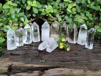 Polished Rainbow Veil Clear Quartz Crystals x 12 From Madagascar - Toprock Gemstones and Minerals 