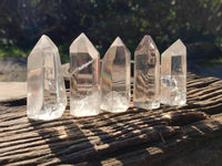 Polished Rainbow Veil Clear Quartz Crystals x 12 From Madagascar - Toprock Gemstones and Minerals 