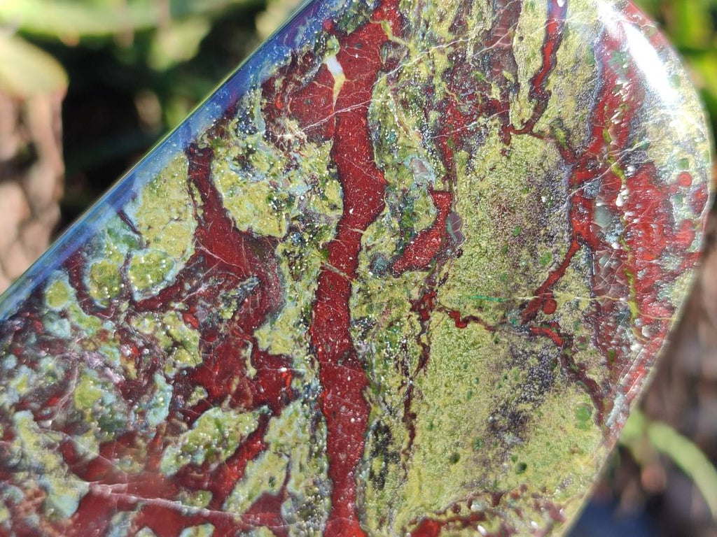 Polished Bastite Dragons Blood Stone Standing Free Forms x 2 From Tshipise, South Africa - Toprock Gemstones and Minerals 