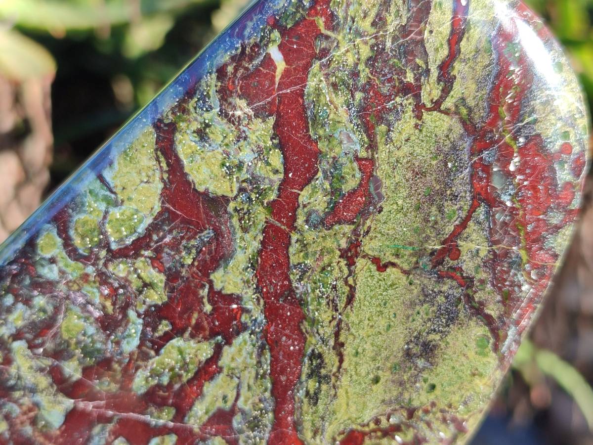 Polished Bastite Dragons Blood Stone Standing Free Forms x 2 From Tshipise, South Africa - Toprock Gemstones and Minerals 