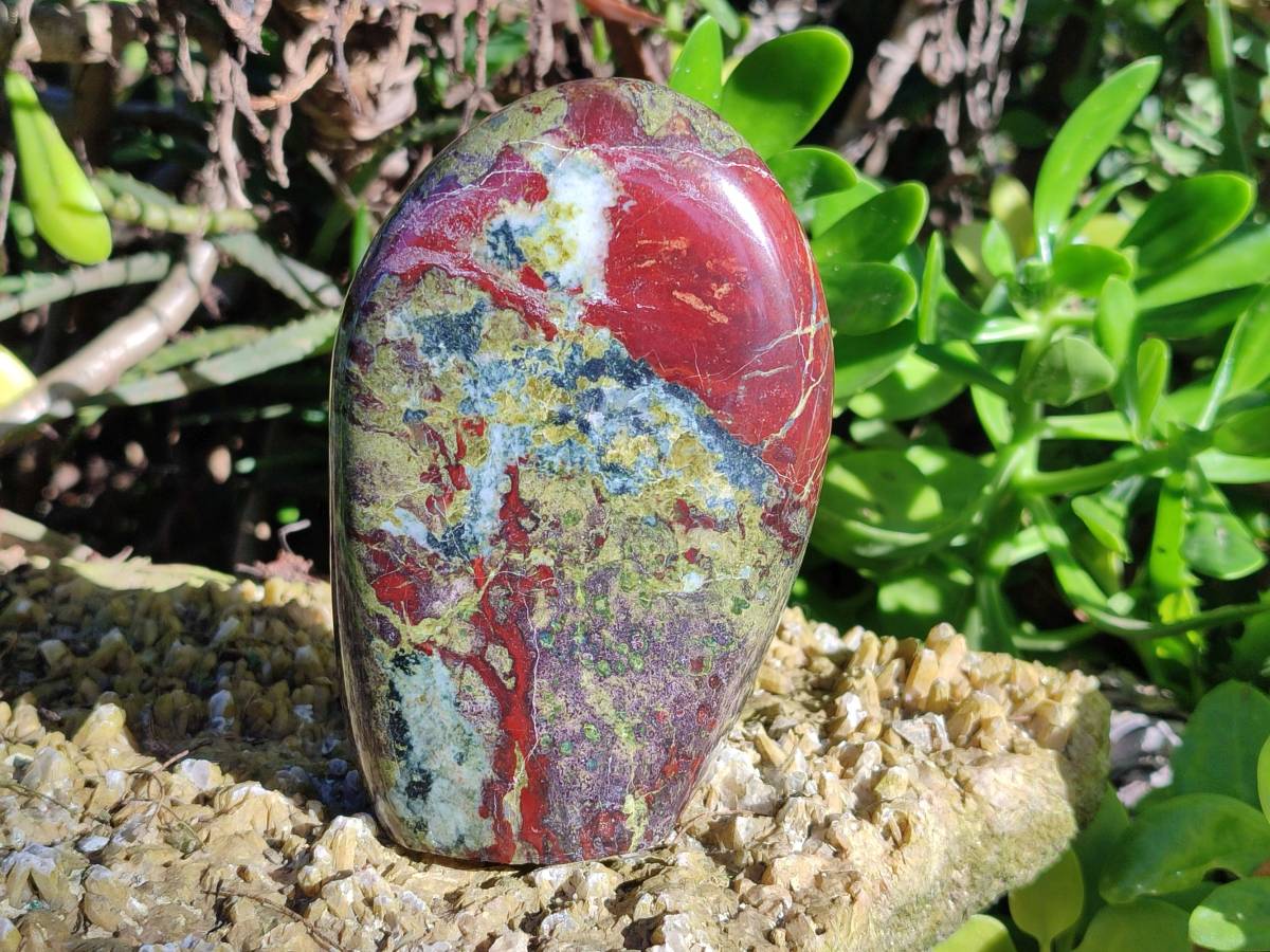 Polished Bastite Dragons Blood Stone Standing Free Forms x 2 From Tshipise, South Africa - Toprock Gemstones and Minerals 