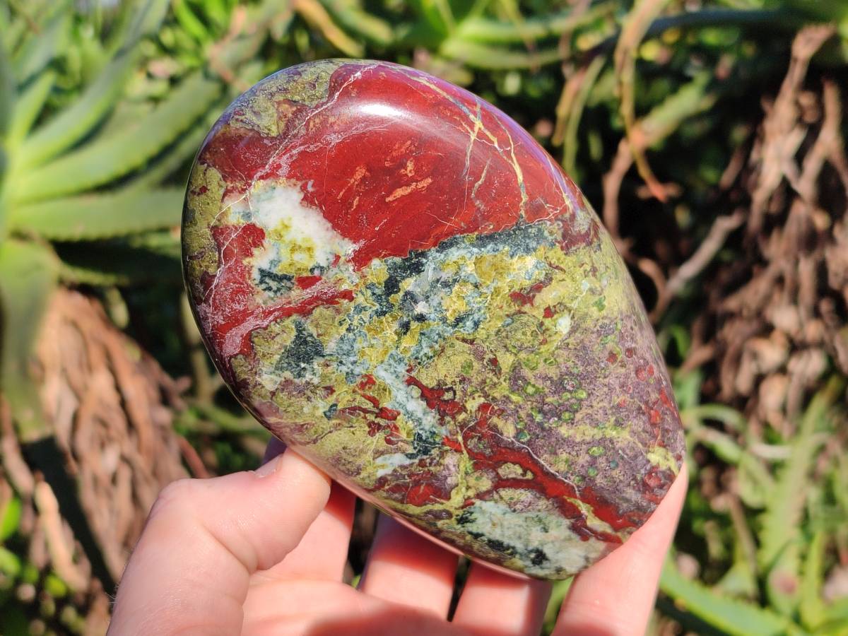 Polished Bastite Dragons Blood Stone Standing Free Forms x 2 From Tshipise, South Africa - Toprock Gemstones and Minerals 
