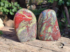 Polished Bastite Dragons Blood Stone Standing Free Forms x 2 From Tshipise, South Africa - Toprock Gemstones and Minerals 