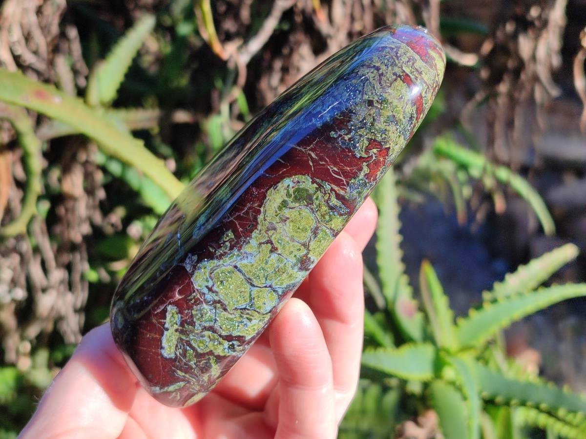 Polished Bastite Dragons Blood Stone Standing Free Forms x 2 From Tshipise, South Africa - Toprock Gemstones and Minerals 