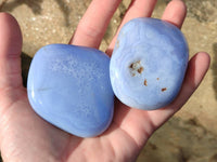 Polished Large Blue Lace Agate Tumbled Stones x 6 From Nsanje, Malawi