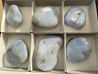 Polished Large Blue Lace Agate Tumbled Stones x 6 From Nsanje, Malawi