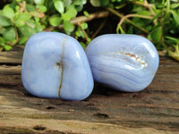 Polished Large Blue Lace Agate Tumbled Stones x 6 From Nsanje, Malawi