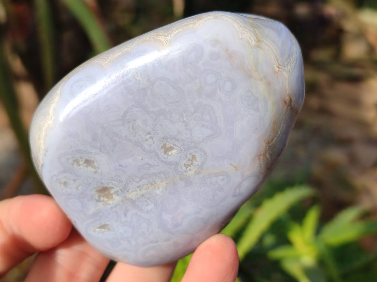 Polished Large Blue Lace Agate Tumbled Stones x 6 From Nsanje, Malawi - Toprock Gemstones and Minerals 