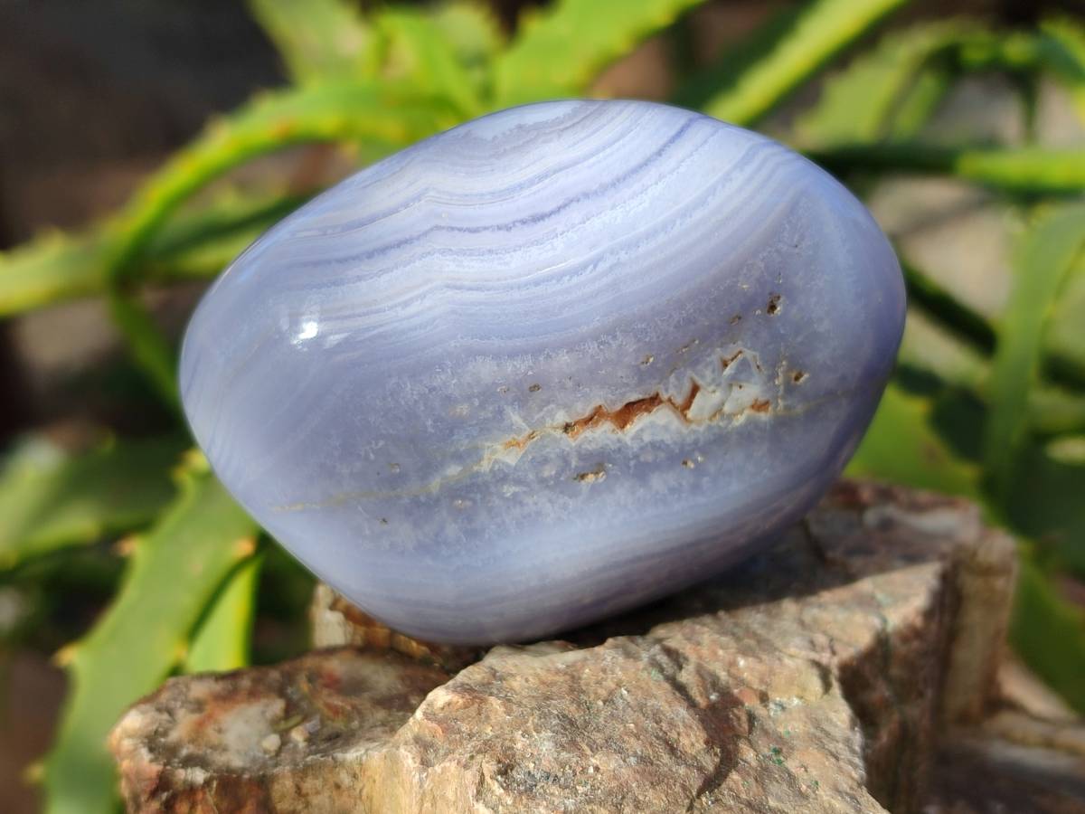 Polished Large Blue Lace Agate Tumbled Stones x 6 From Nsanje, Malawi - Toprock Gemstones and Minerals 