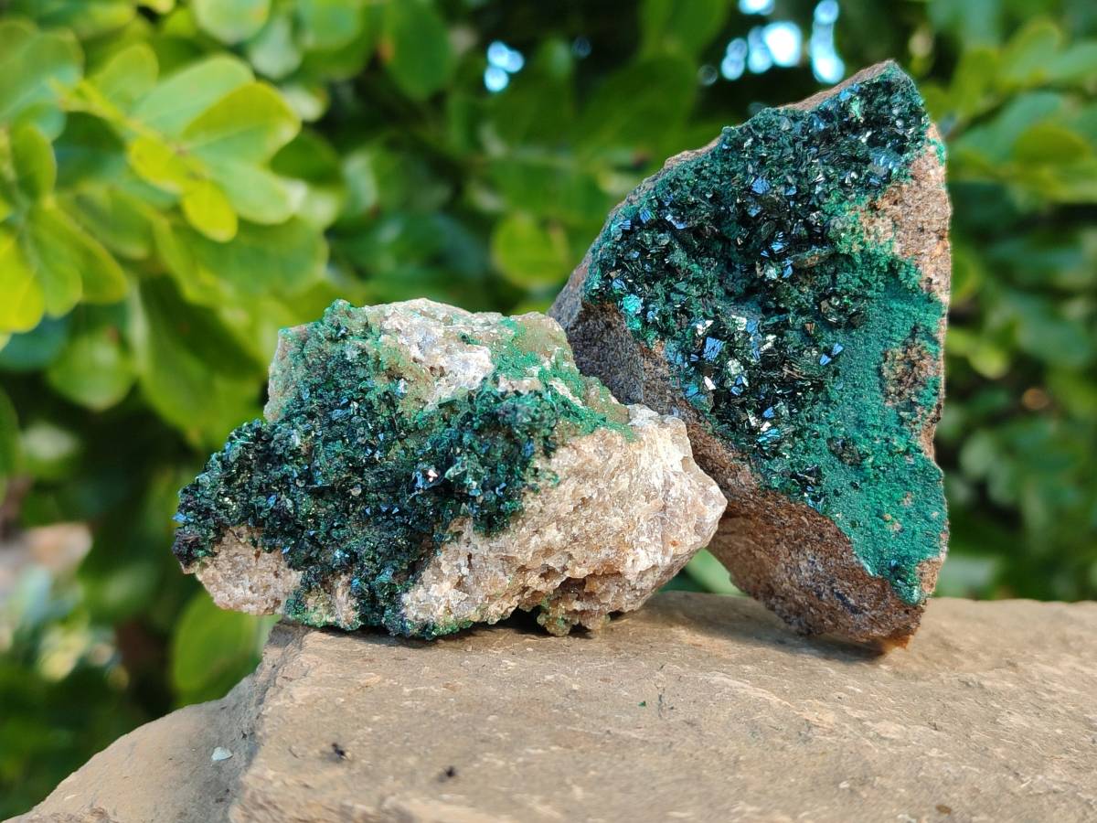 Natural Super Rare Crystalline Malachite on Dolomite Matrix Specimens x 6 From Tenke Fungurume, Congo - Toprock Gemstones and Minerals 