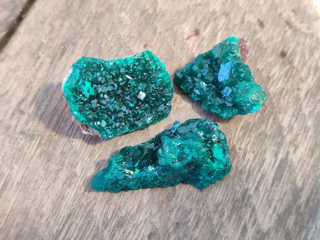Natural Small Dioptase and Crystalline Malachite on Dolomite Matrix Specimens x 22 From Likasi, Congo - Toprock Gemstones and Minerals 