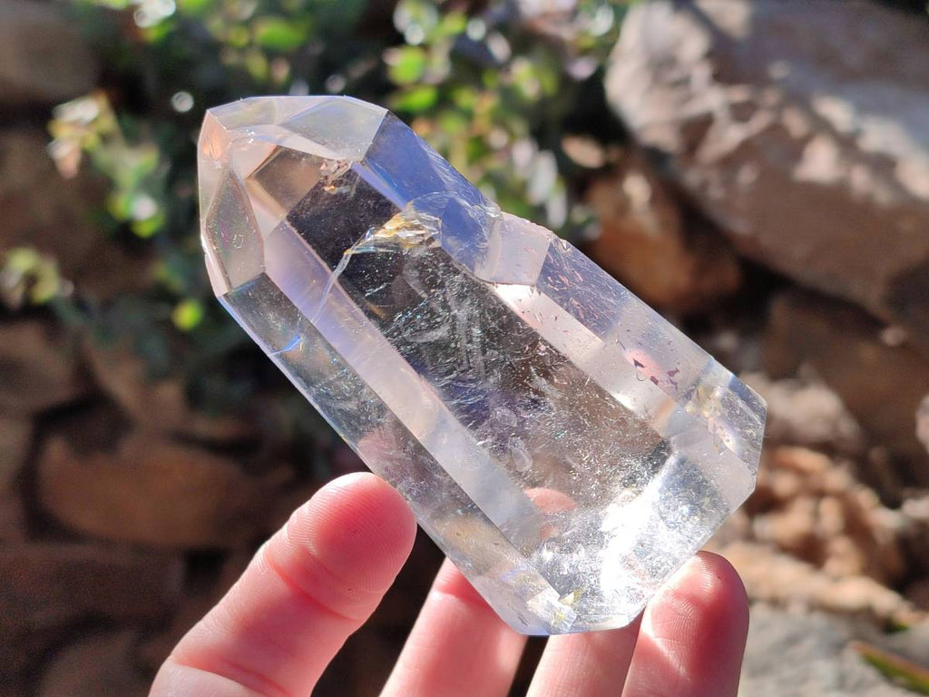 Polished Rainbow Veil Clear Quartz Crystals x 6 From Madagascar - Toprock Gemstones and Minerals 