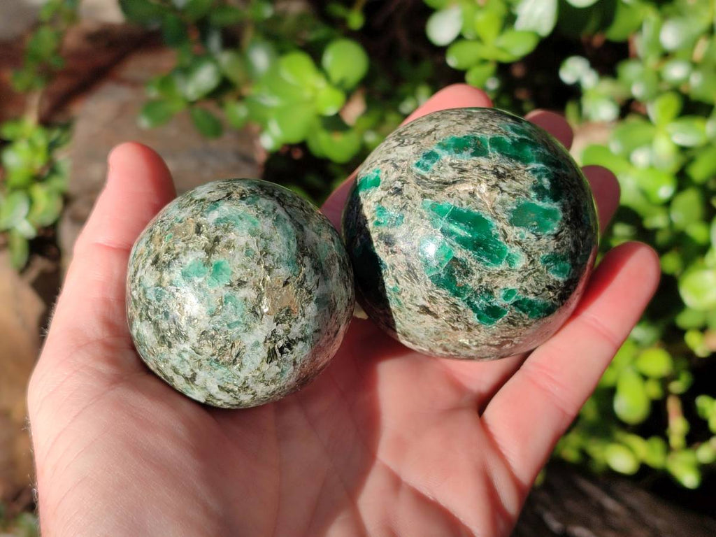 Polished Emerald Mica In Spheres x 3 From Mutoko, Zimbabwe - Toprock Gemstones and Minerals 