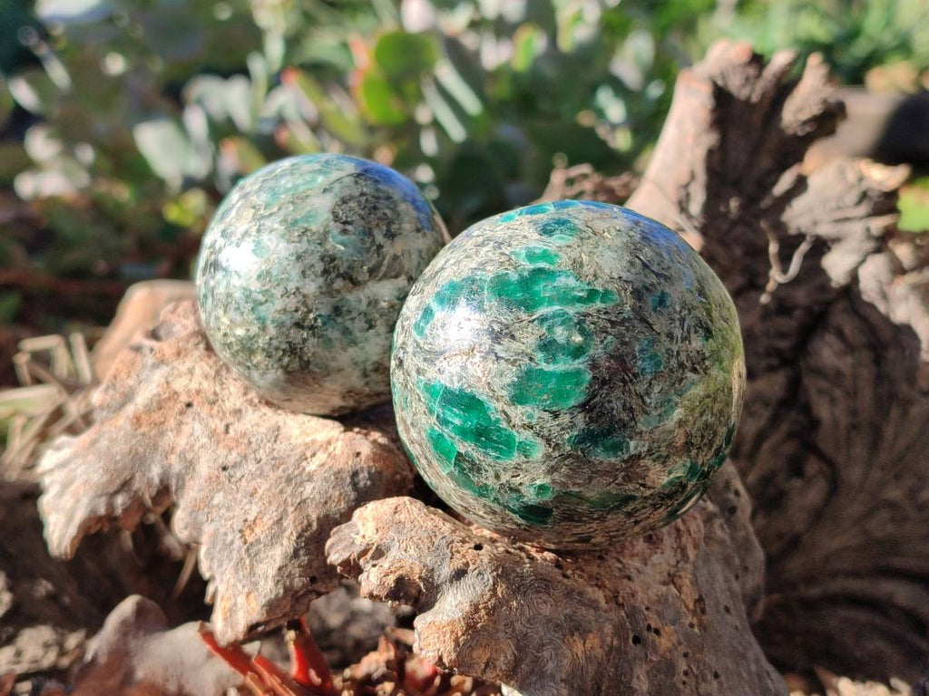 Polished Emerald Mica In Spheres x 3 From Mutoko, Zimbabwe - Toprock Gemstones and Minerals 