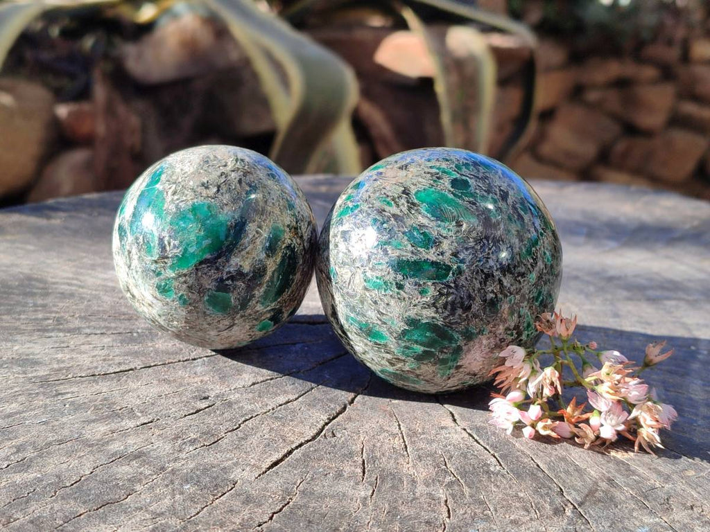 Polished Emerald Mica In Spheres x 3 From Mutoko, Zimbabwe - Toprock Gemstones and Minerals 
