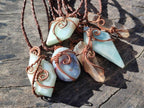 Hand Made Copper Wire Wrapped Pendants x 6 From Southern Africa - Toprock Gemstones and Minerals 